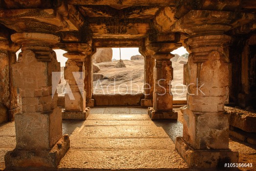Picture of Beautiful architecture of ancient ruines of temple in Hampi